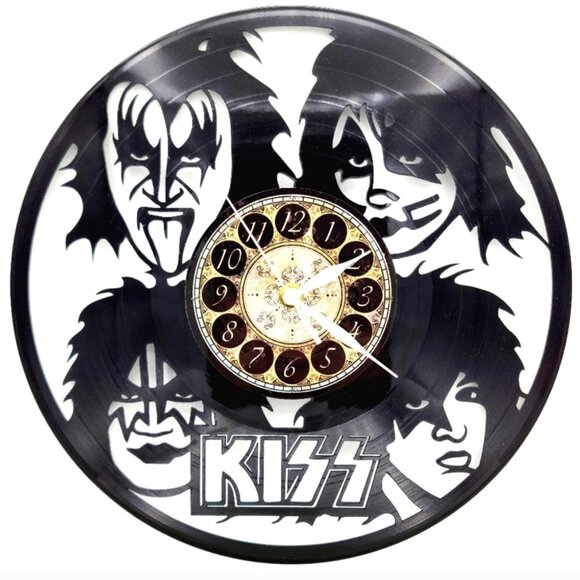 Handmade Other - KISS vinyl record clock